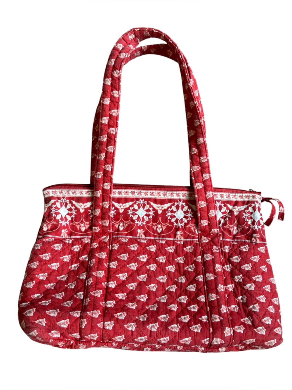 Vintage Vera Bradley Nantucket Red Quilted Floral Tote, Retired Print